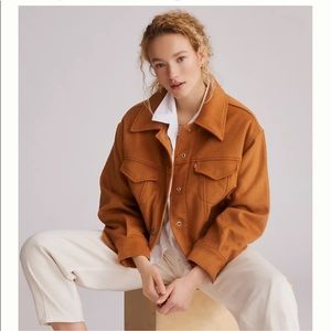 New ANTHROPOLOGIE Levi’s Varsity Trucker Jacket Oversize Wool Quilted Trending